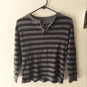 Black and grey striped Faded Glory long sleeve shirt Size LG